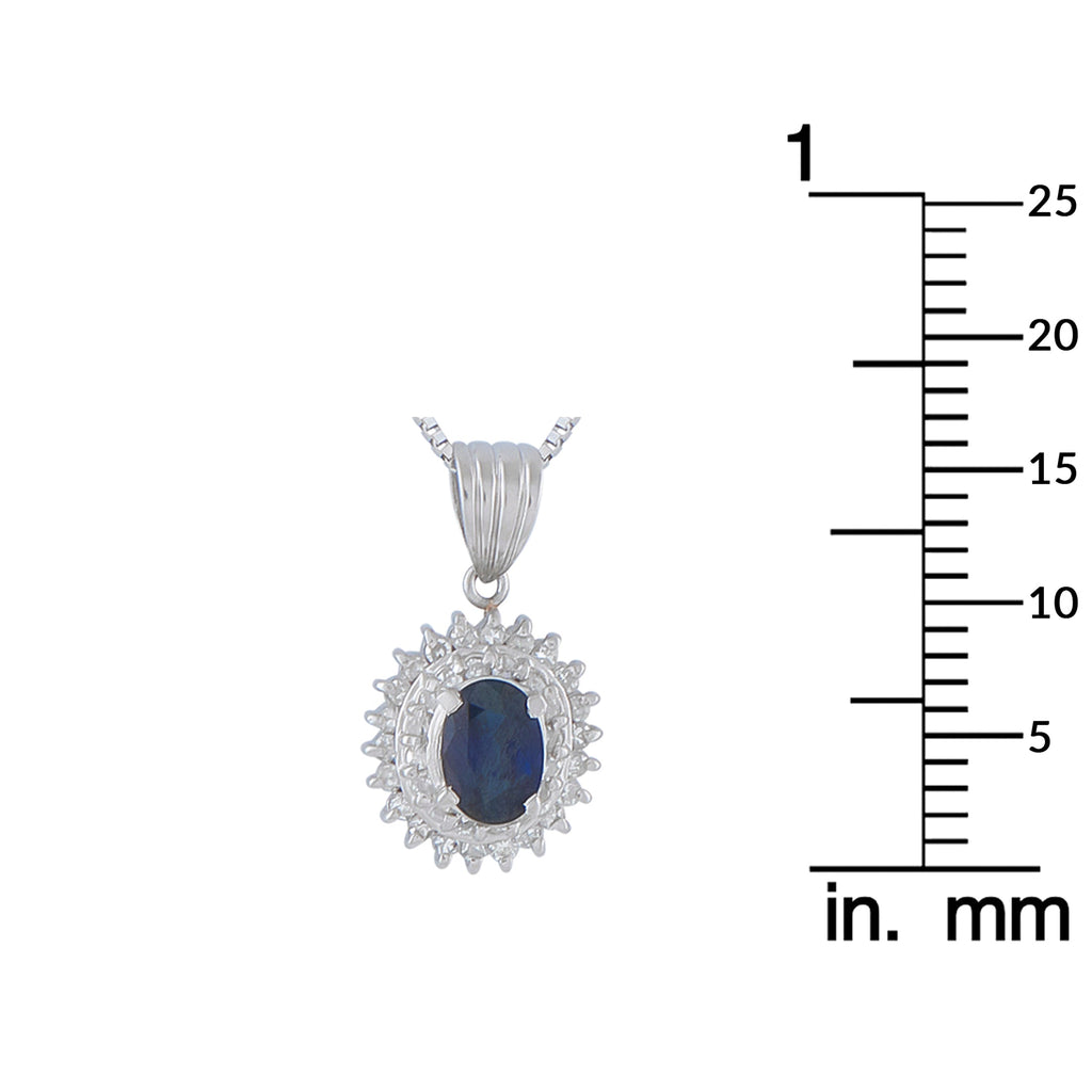 LB Exclusive Platinum 0.22ct Diamond and Sapphire Pendant Necklace MF06-041426