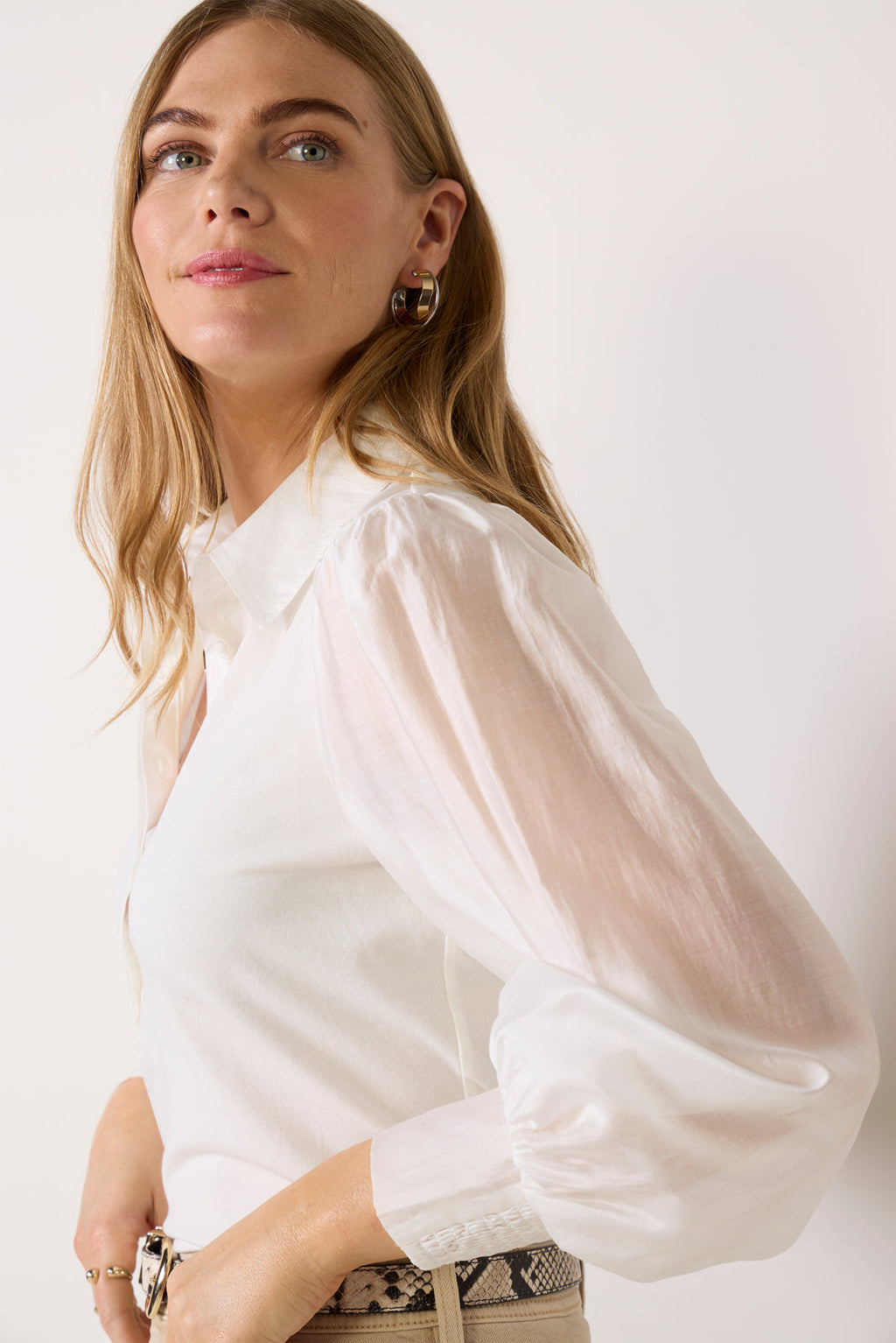 Women's Nelly Sheer Sleeve Top