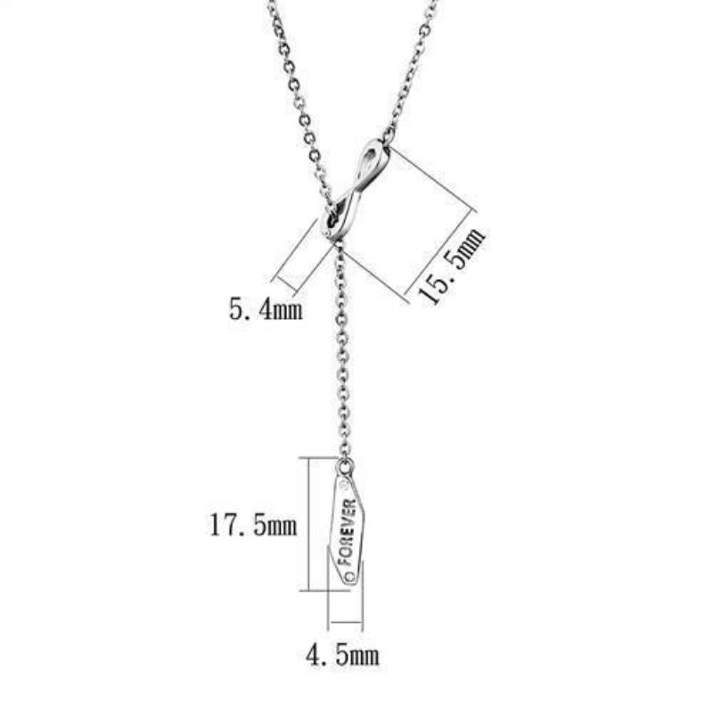 High polished (no plating) Stainless Steel Necklace with Top Grade Crystal in Clear