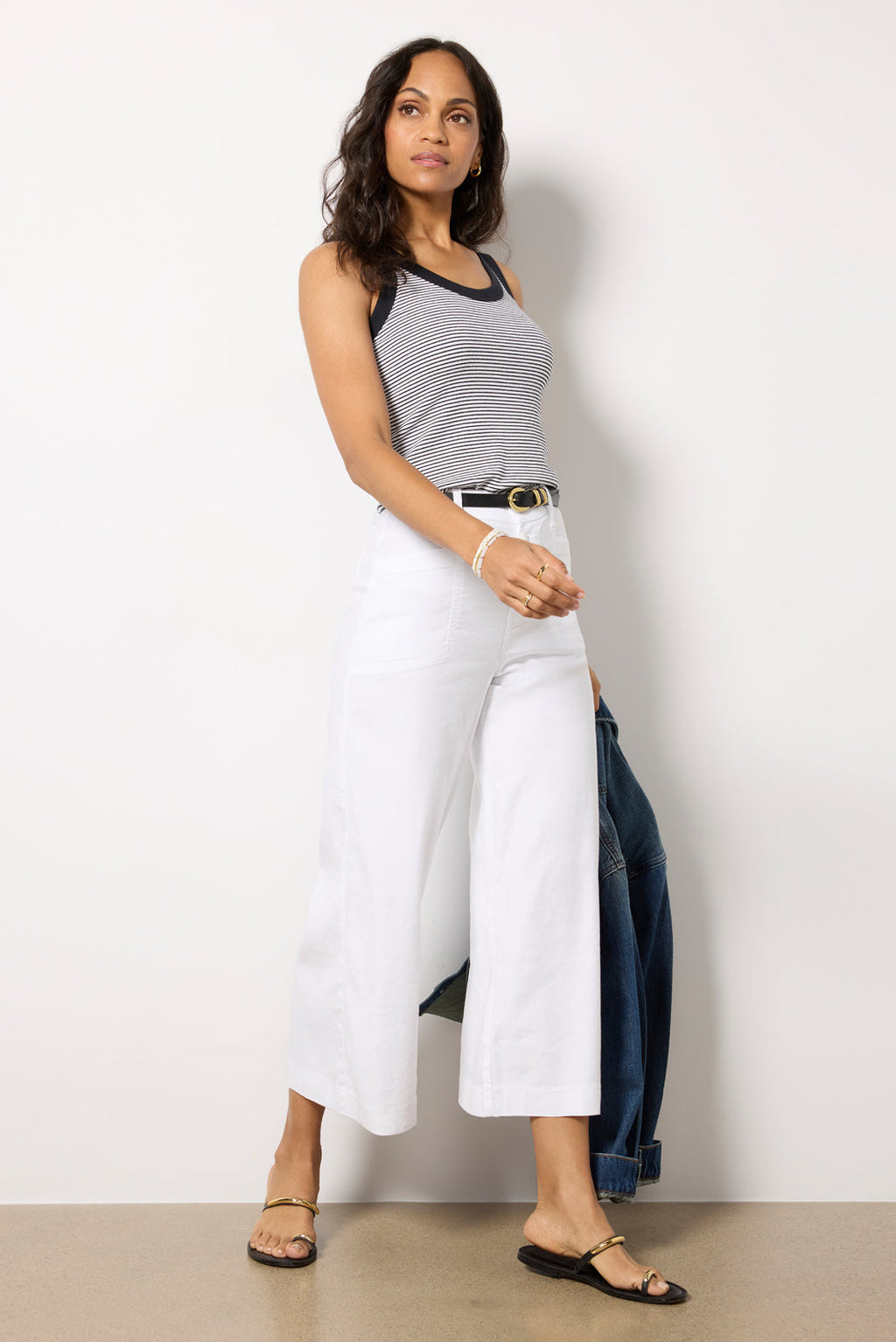 Women's Joelle Stretch Linen Cropped Wide Leg Pants
