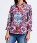 Olivia Floral Shirt In Red Multi