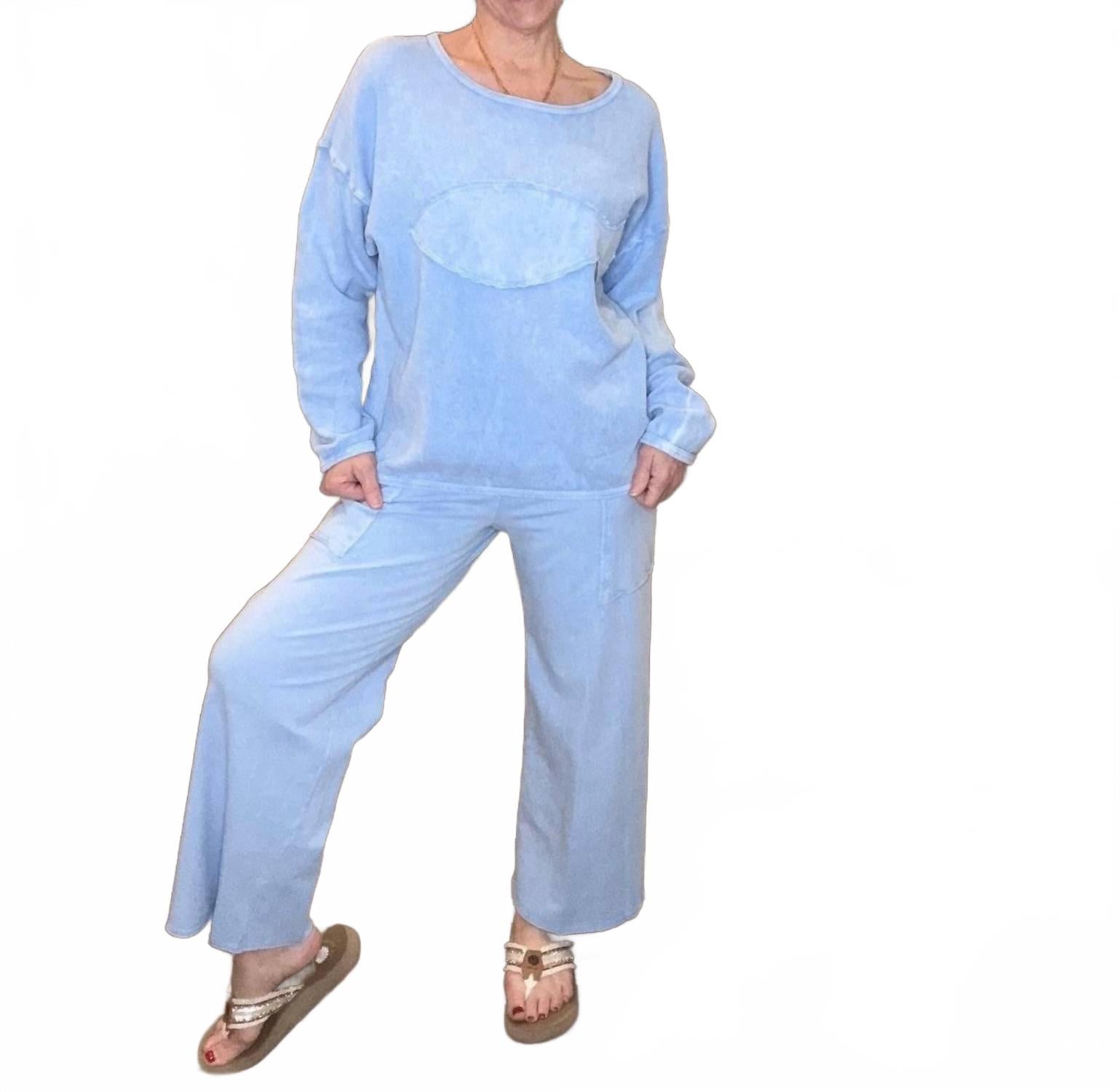 Coastal Catch Terry Bottoms In Sky Blue