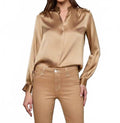 Bianca Band Collar Blouse In Chai Latte