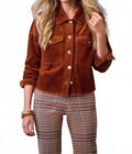 Crop Denim With Pockets Shacket - Plus In Pumpkin Spice