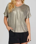Dolman Sleeve Foil Tunic In Bronze