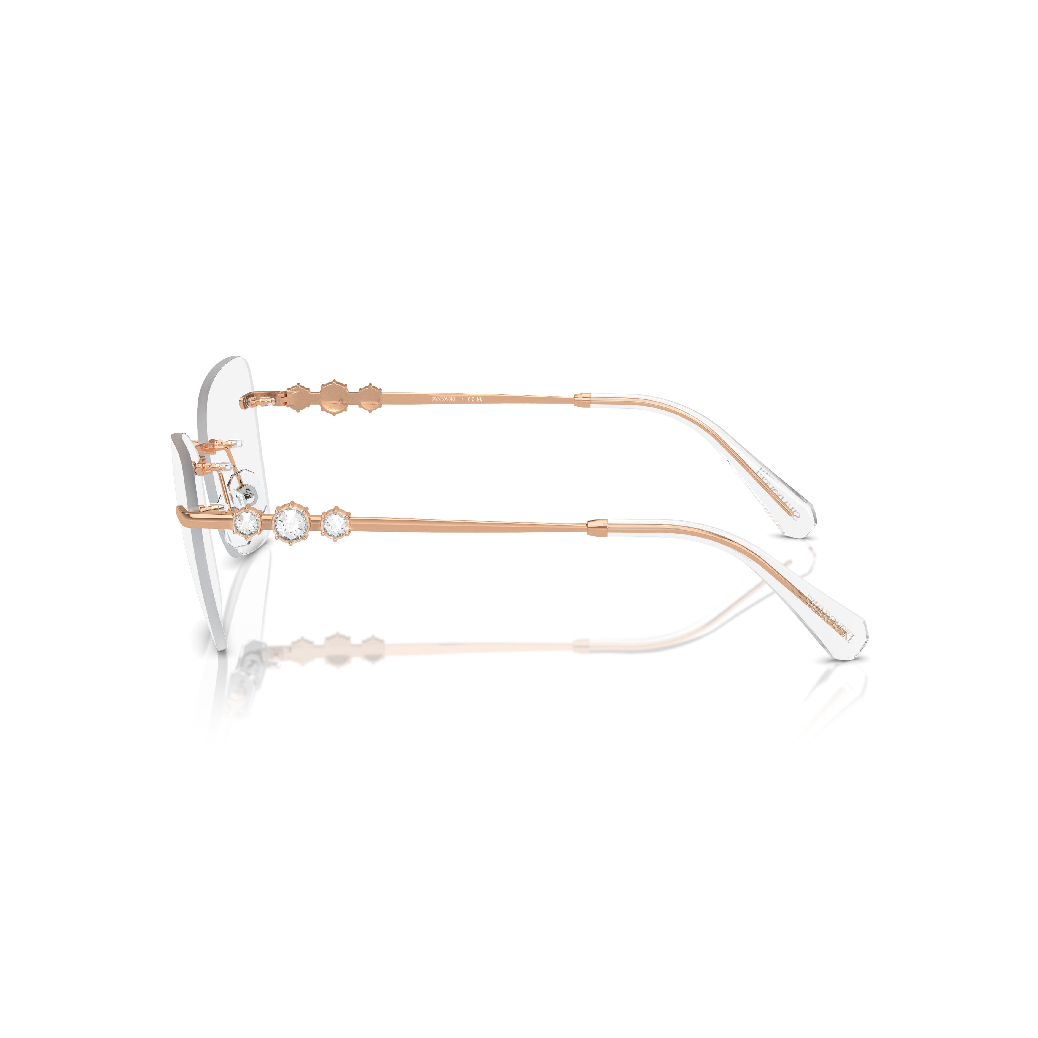 Rimless Eyeglasses With Gold-Toned Metal Temples And Crystal Embellishments