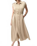 Textured Woven Shirt Dress In Parchment