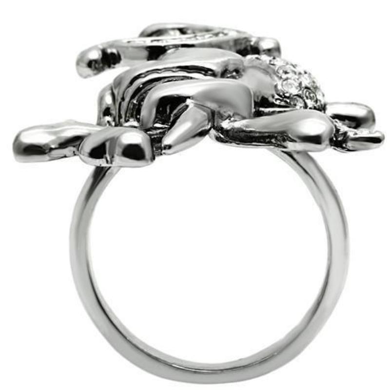 Ruthenium White Metal Ring with Top Grade Crystal in Clear