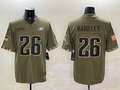 Men's Philadelphia Eagles Saquon Barkley #26 Olive Salute To Service Game Jersey1