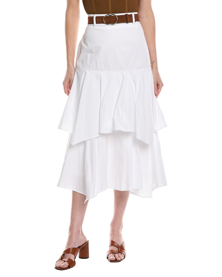 CeCe Tiered Denim Midi Skirt