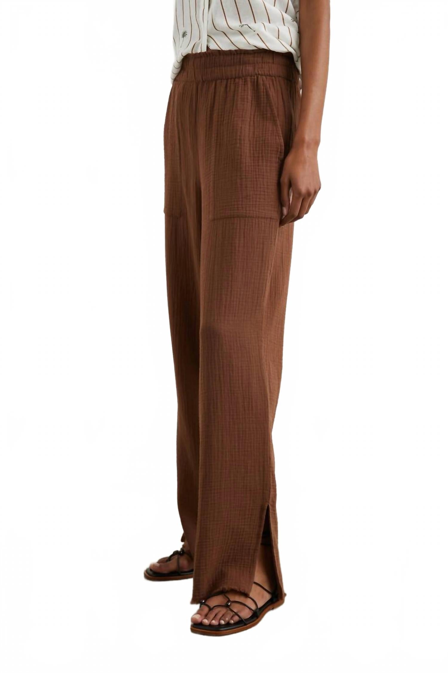Leon Lightweight Double Gauze Pant In Cacao