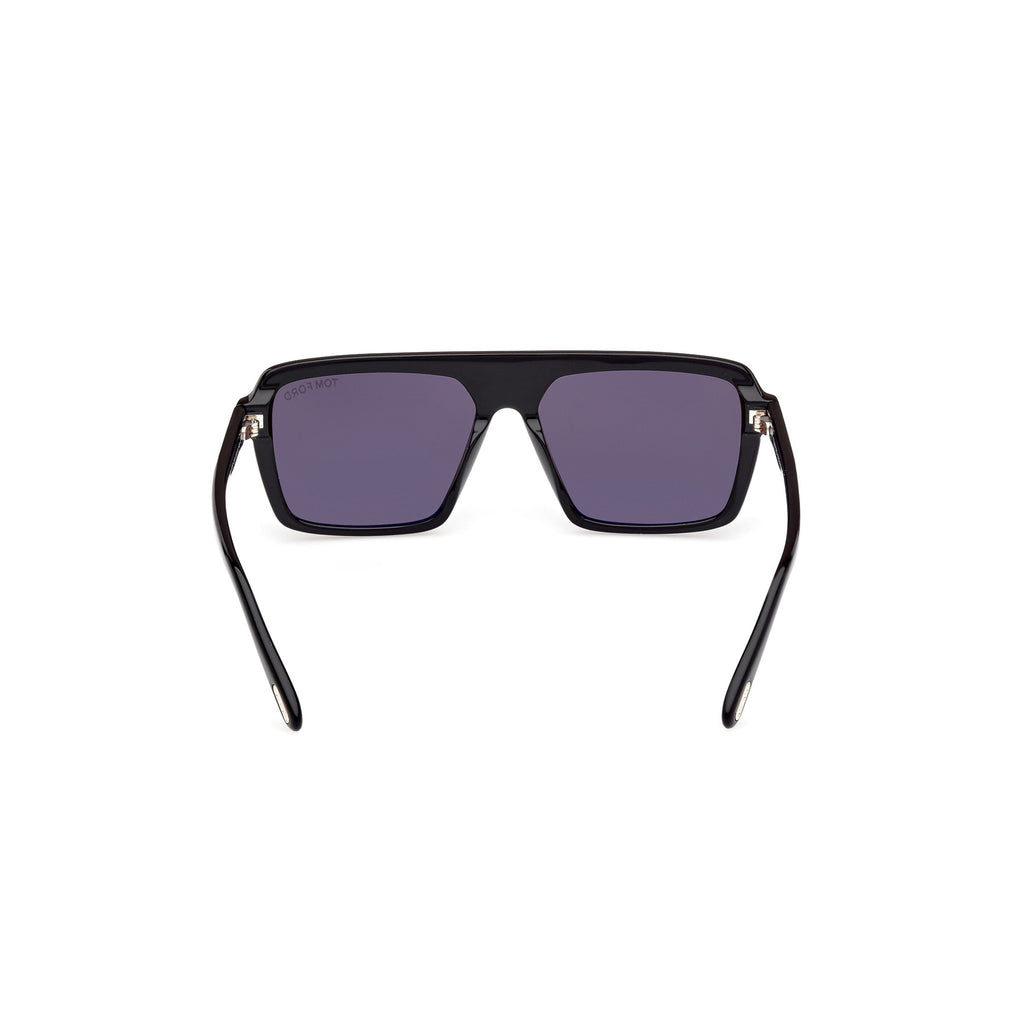 Oversized Rectangular Acetate Sunglasses With Metallic Accents