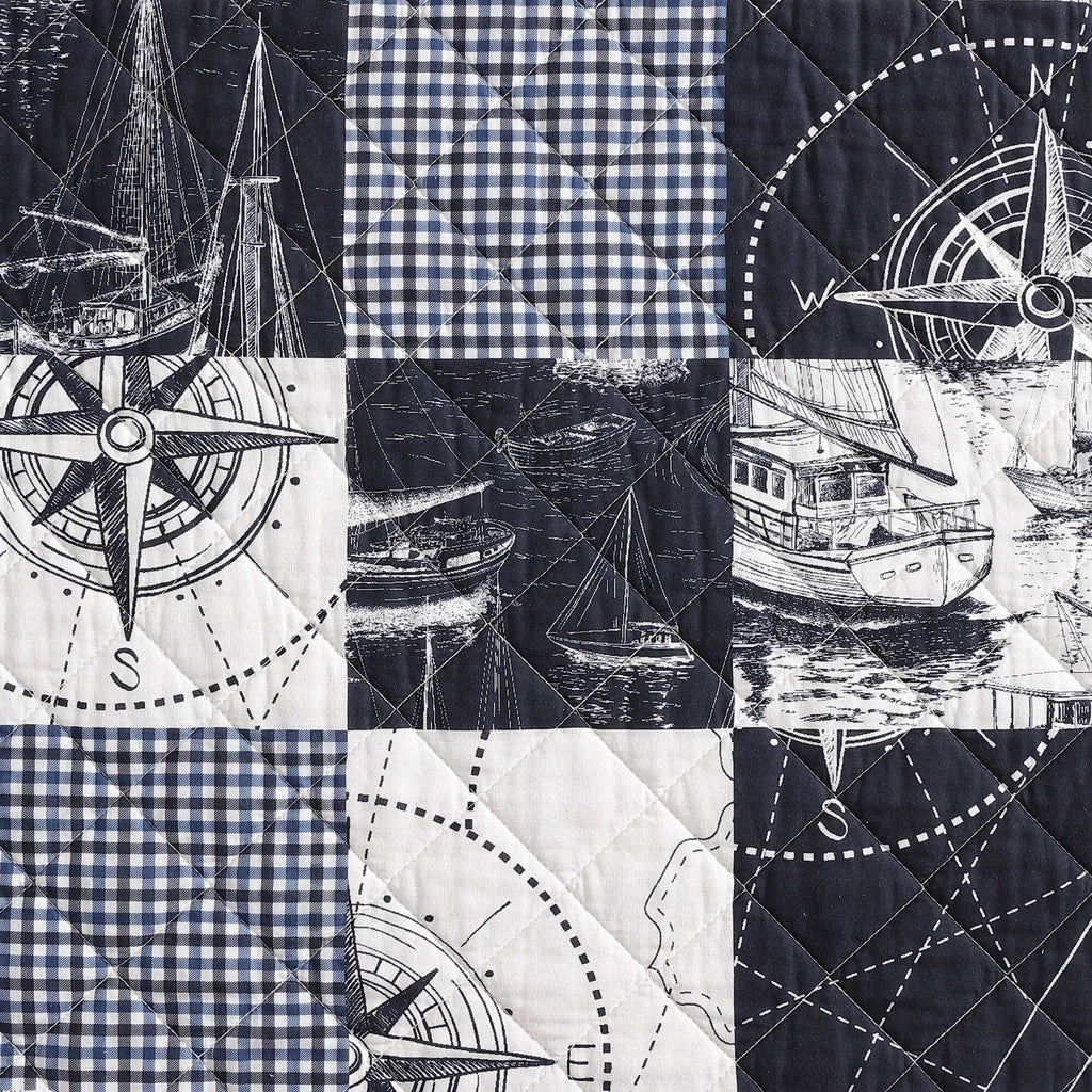 Nautica Sailor's Patchwork Blue Twin Quilt Set