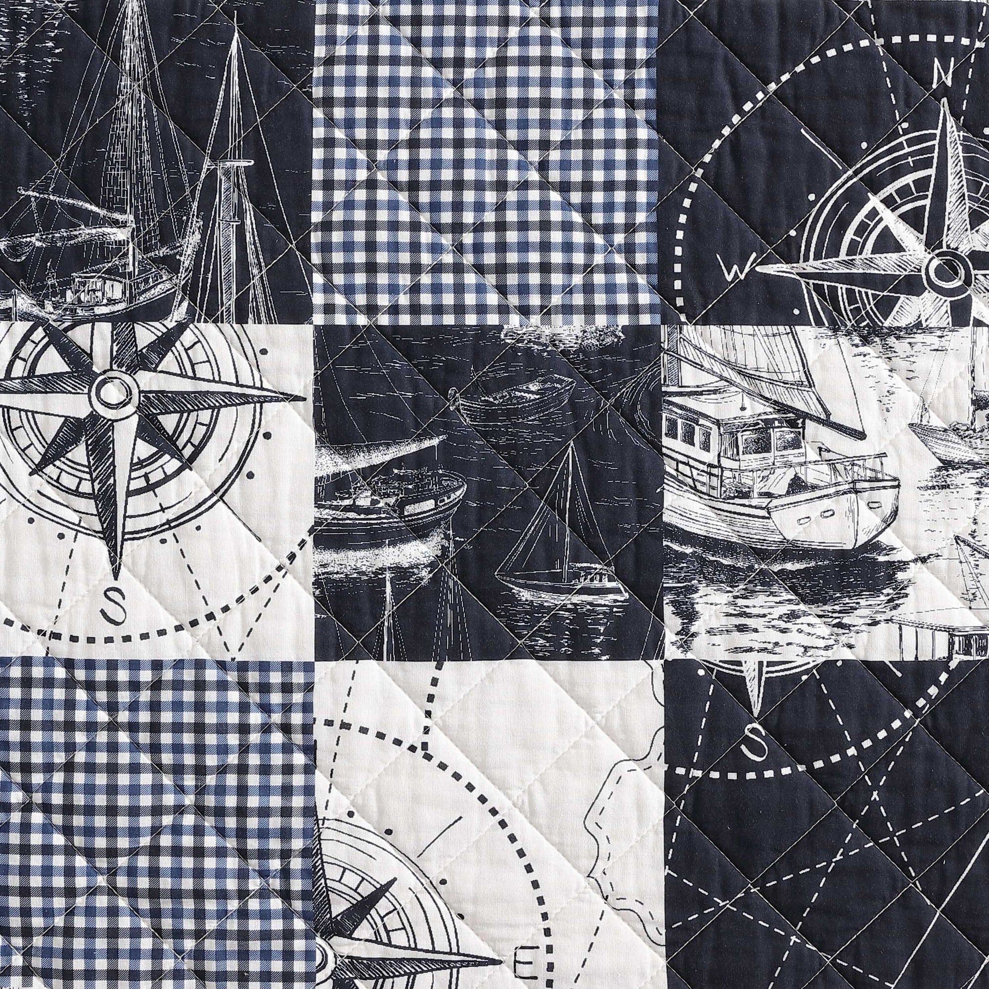 Nautica Sailor's Patchwork Blue Twin Quilt Set