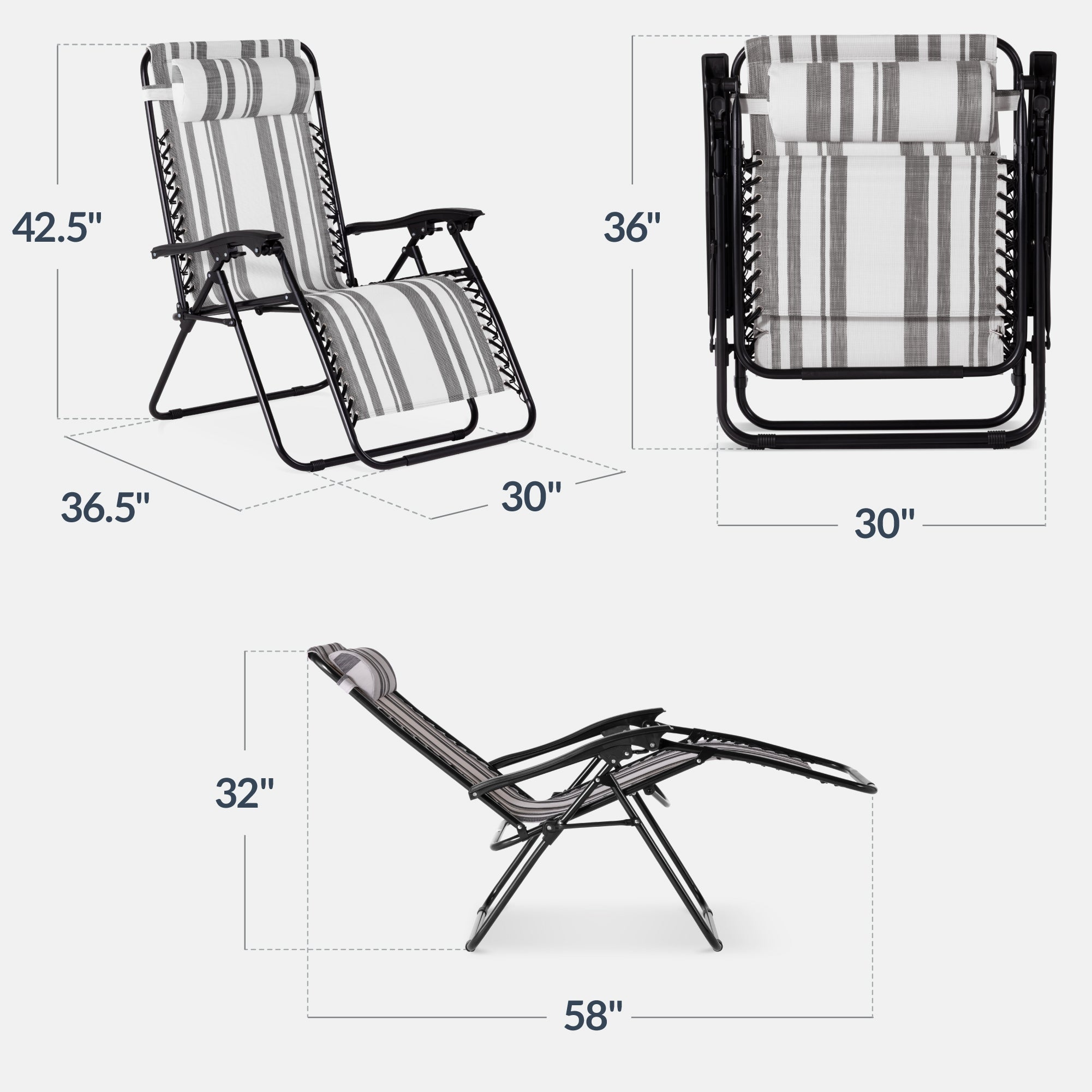 Best Choice Products Set of 2 Extra Wide Zero Gravity Lounge Chair Recliners w/ Cup Holder