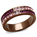 IP Coffee light Stainless Steel Ring with Top Grade Crystal in Multi Color