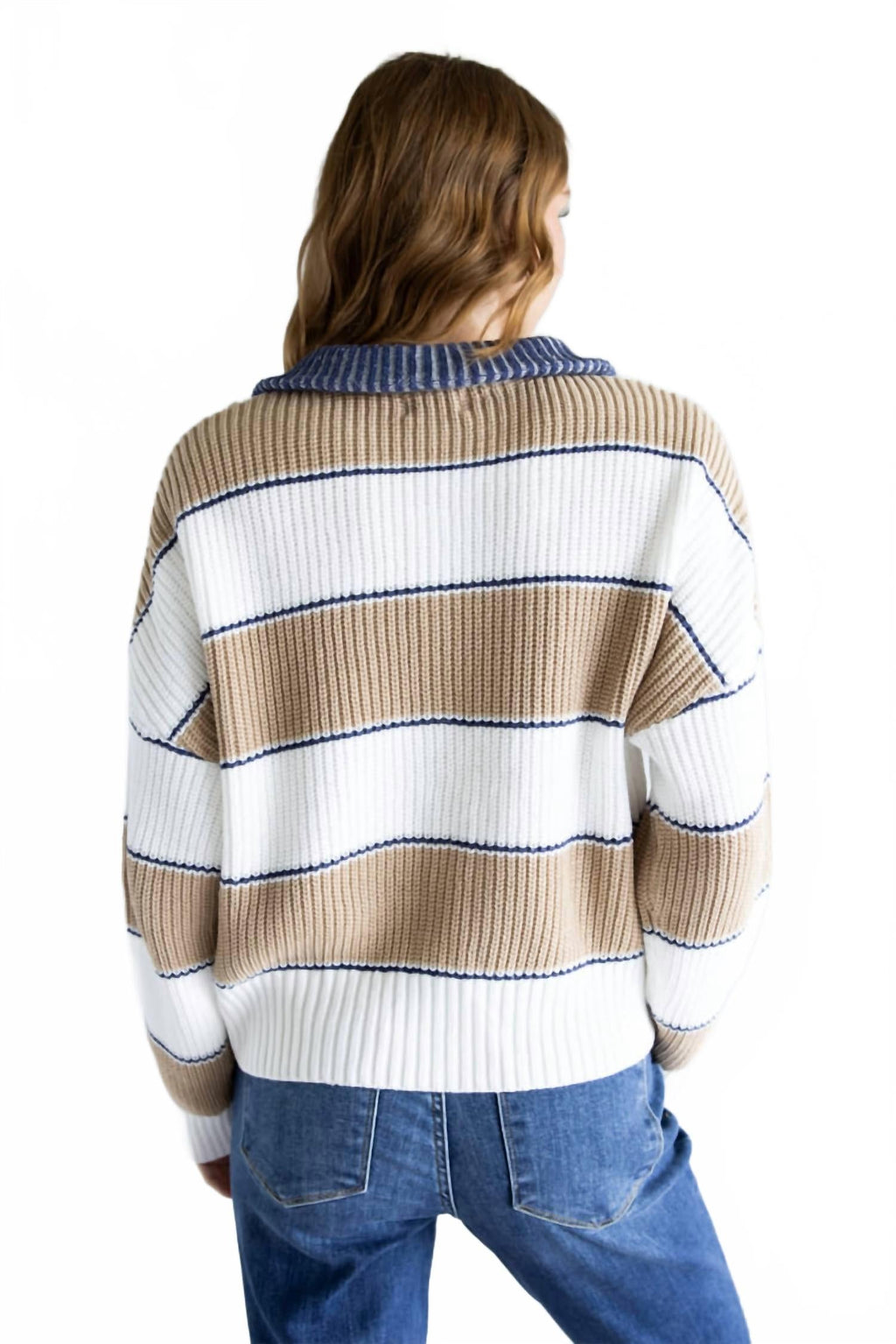 Waffle Half Zip Sweater In Ivory