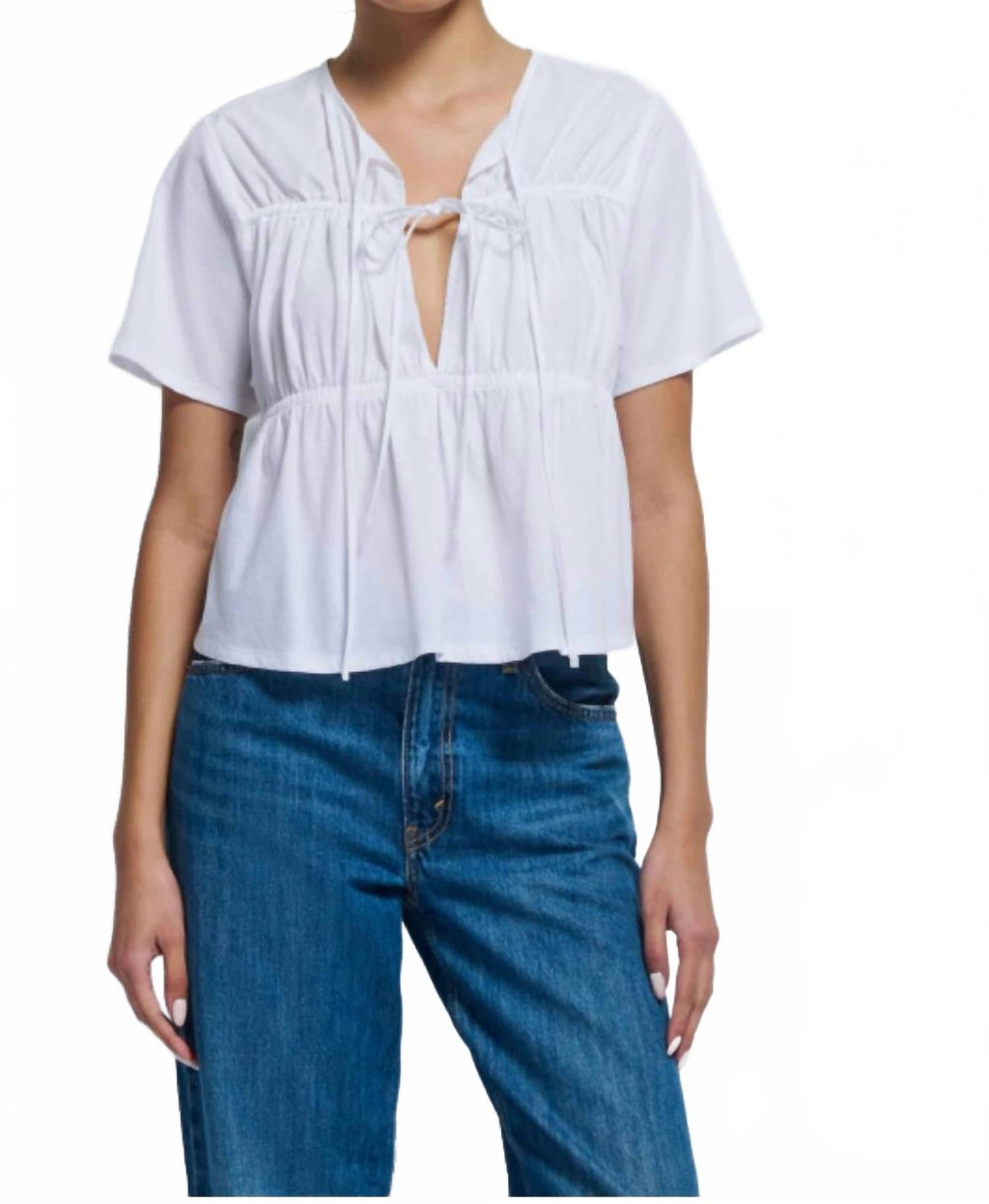 Robin Tie Front Top In White