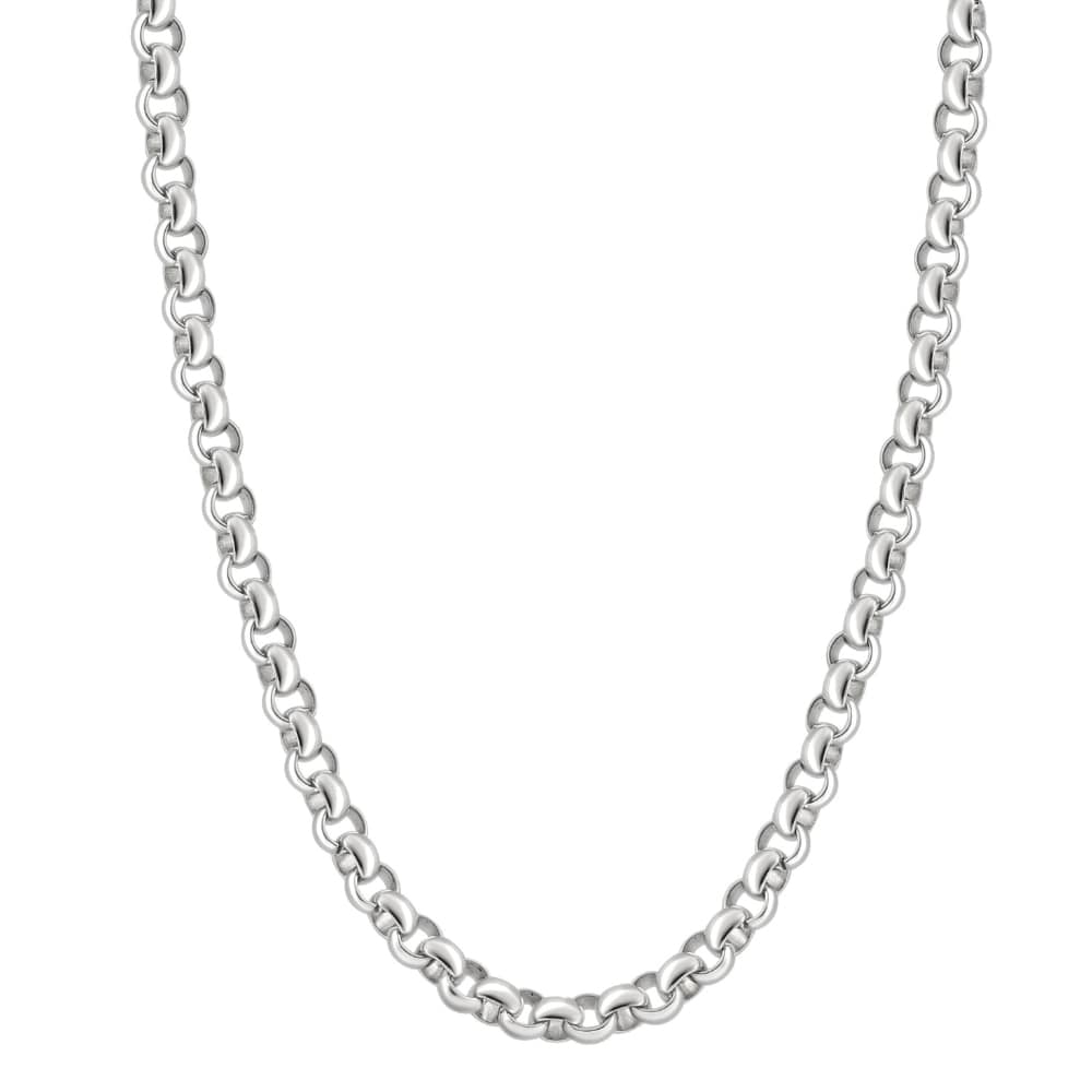 Men's Polished Steel Single Tone 6.5mm Rolo Link Flexible 24" Chain Necklace