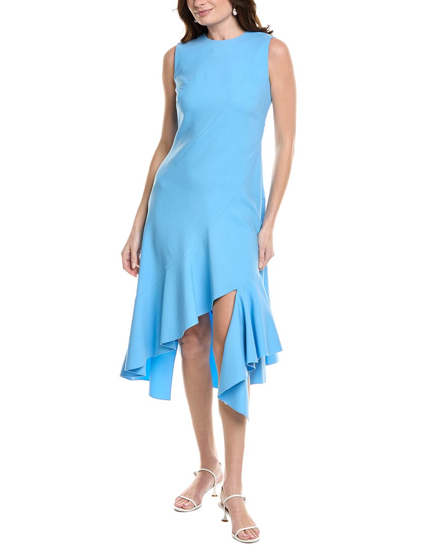 Oscar de la Renta Tiered Hem Wool-Blend Midi Dress