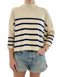 Aja Stripe Sweater In Ecru Navy