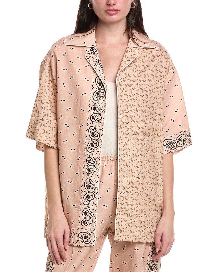 Palm Angels Print Linen-Blend Shirt
