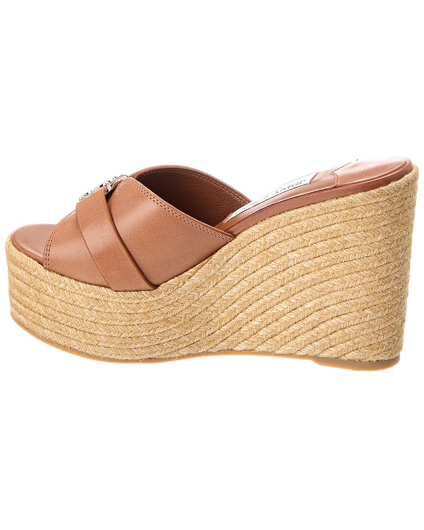 Jimmy Choo Leda Wedge 100 Brown Sandals New