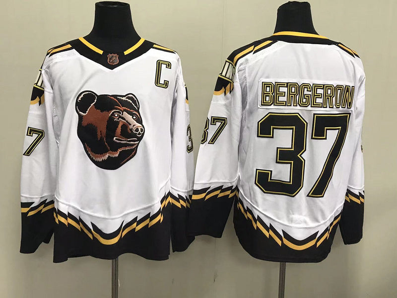 Men's Boston Bruins Patrice Bergeron #37 White Replica Game jersey