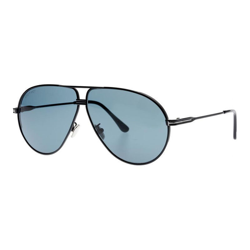 Tom Ford Sunglasses Aviator Full Rim, Shiny Black Frame And Green Lens Ft0734-H01N