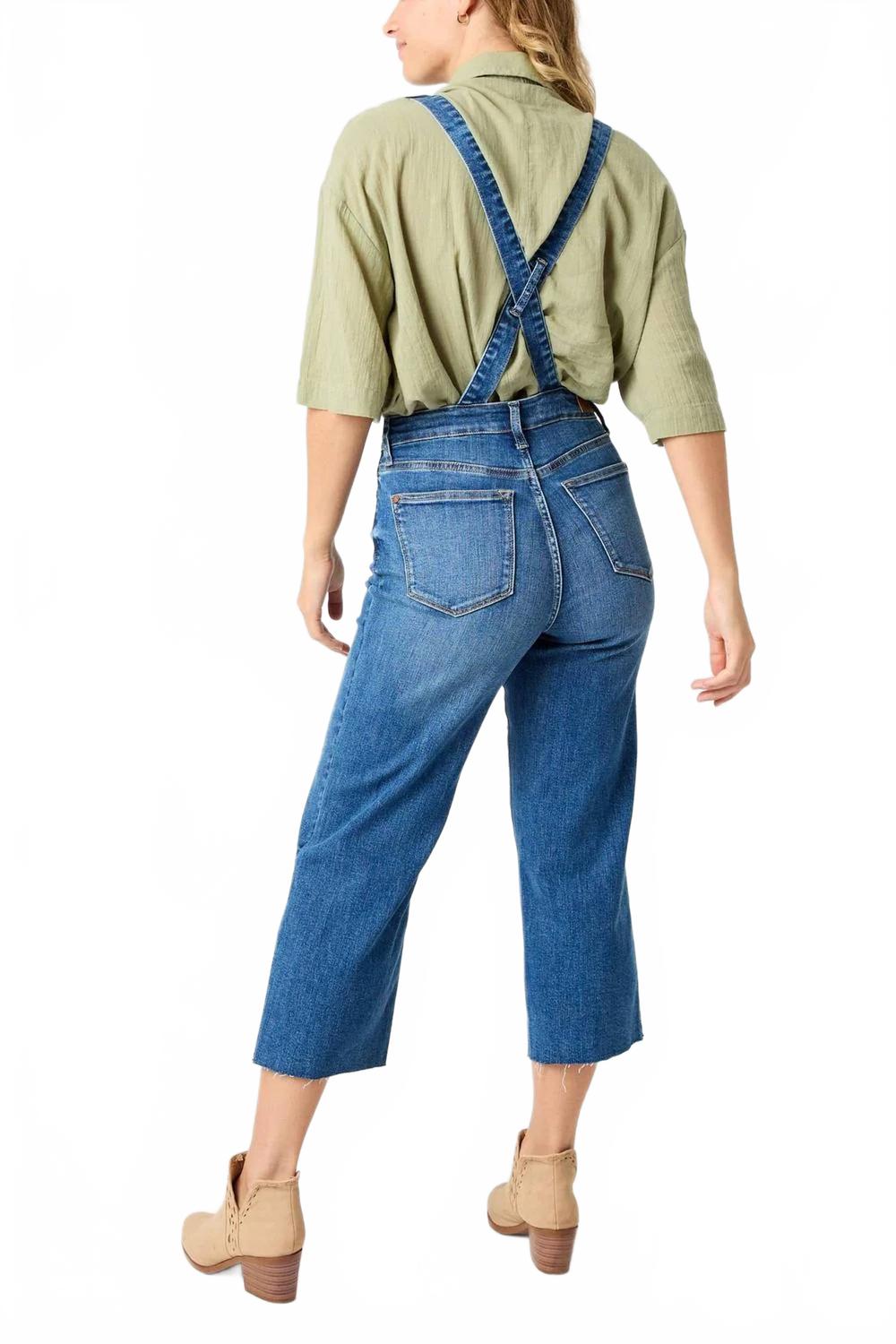 High Waist Wide Leg Crop Overalls In Blue