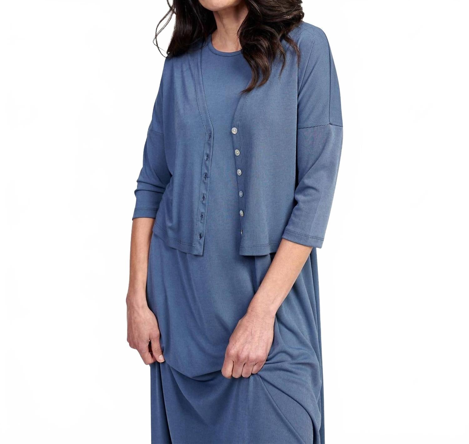 Essential Crop Cardigan In Blue