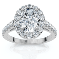 Platinum 1 1/2 Ct Oval Diamond Halo Engagement Ring Lab Grown