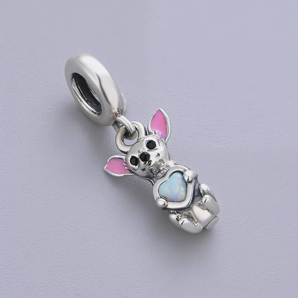 Chihuahua Dog with Heart Stone Dangle Charm