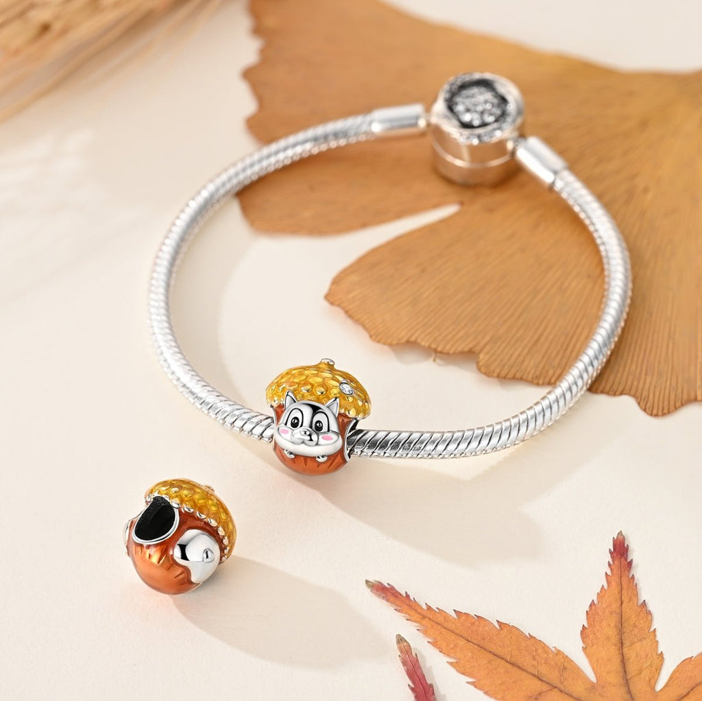 Chipmunk Hiding in Acorn Charm