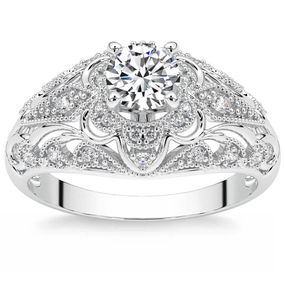 .65Ct Certified Diamond Engagement Ring 14k White Gold Size: 9