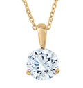 1/3Ct Diamond Small Solitaire Pendant Lab Grown 14k Yellow Gold 3-Prong Necklace