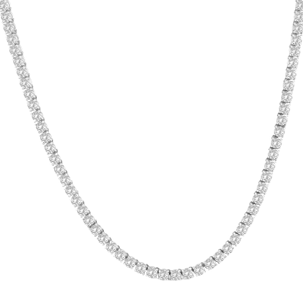 15"  20Ct TW Round Cut lab Grown Diamond Tennis Necklace 14K White Gold