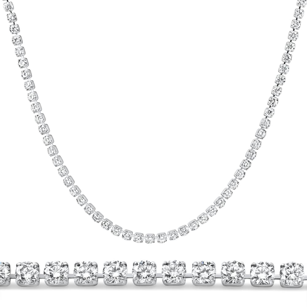 Platinum 15 3/4Ct Diamond Tennis Necklace Lab Grown 17" Size: Medium
