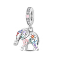 Colorful Elephant with Floral Accents Dangle Charm