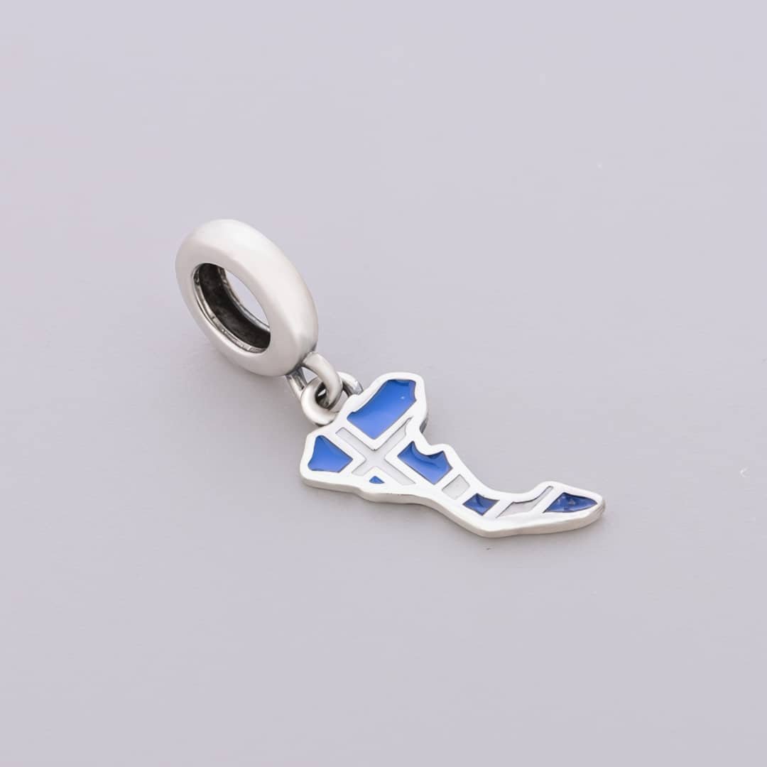 Corfu Island Map Flag Dangle Charm