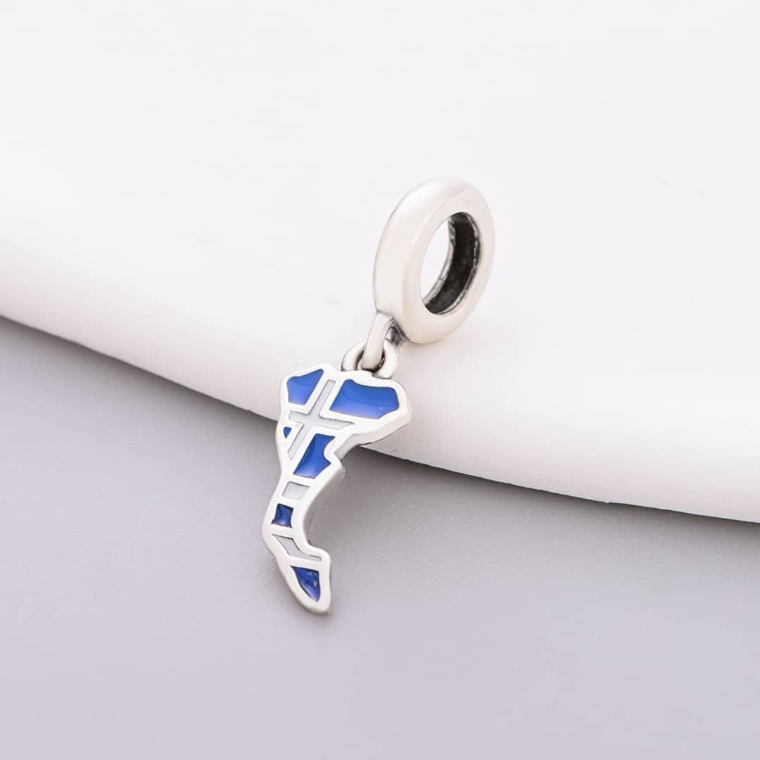 Corfu Island Map Flag Dangle Charm