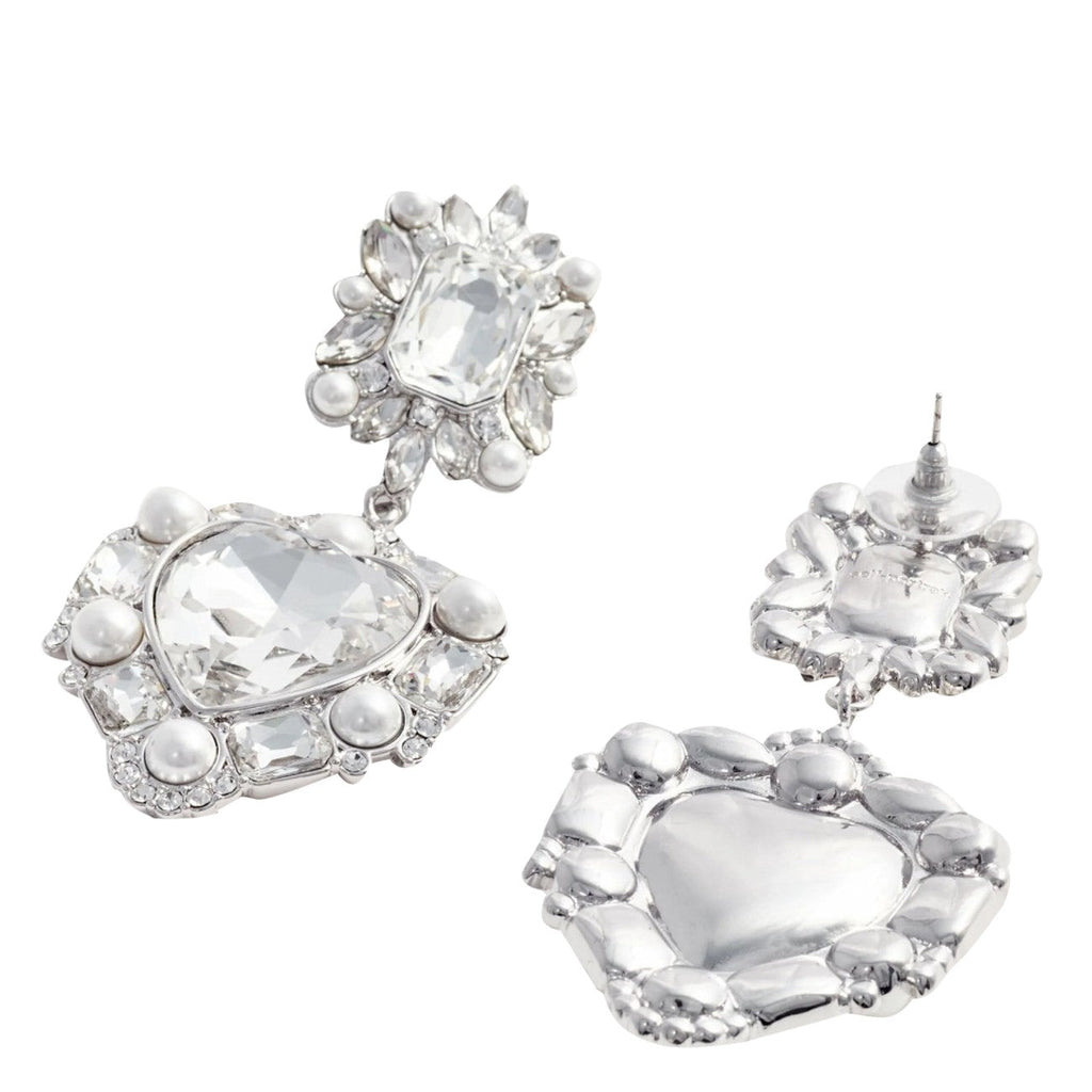 Self Portrait Women Crystal Pearl Heart Earrings