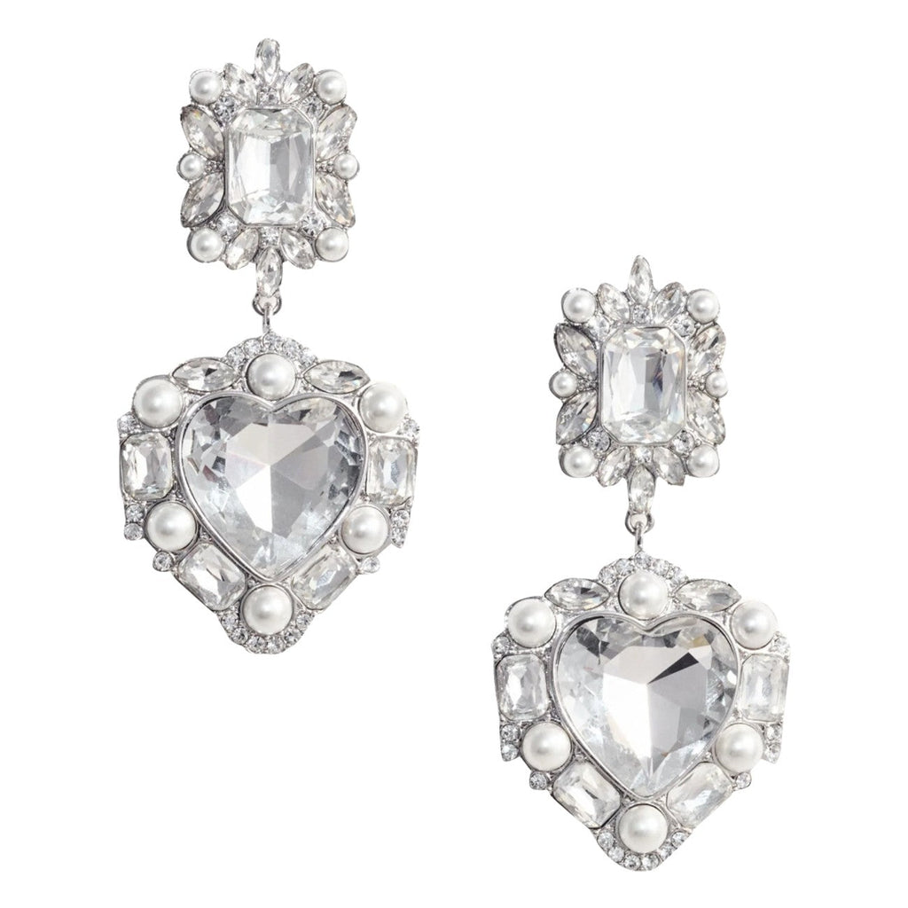 Self Portrait Women Crystal Pearl Heart Earrings
