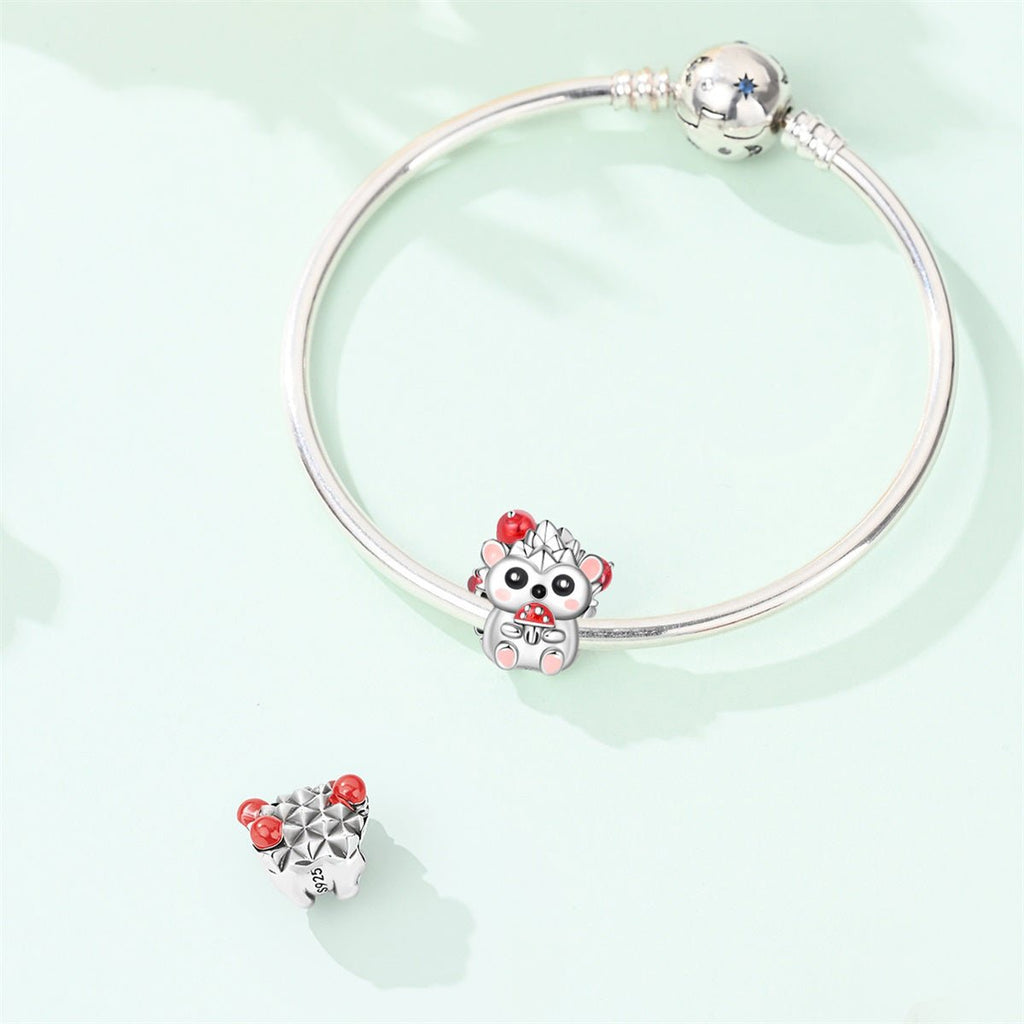 Cute Hedgehog with Mushroom Charm