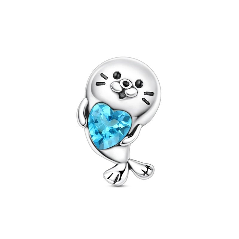 Cute Seal with Blue Heart Charm