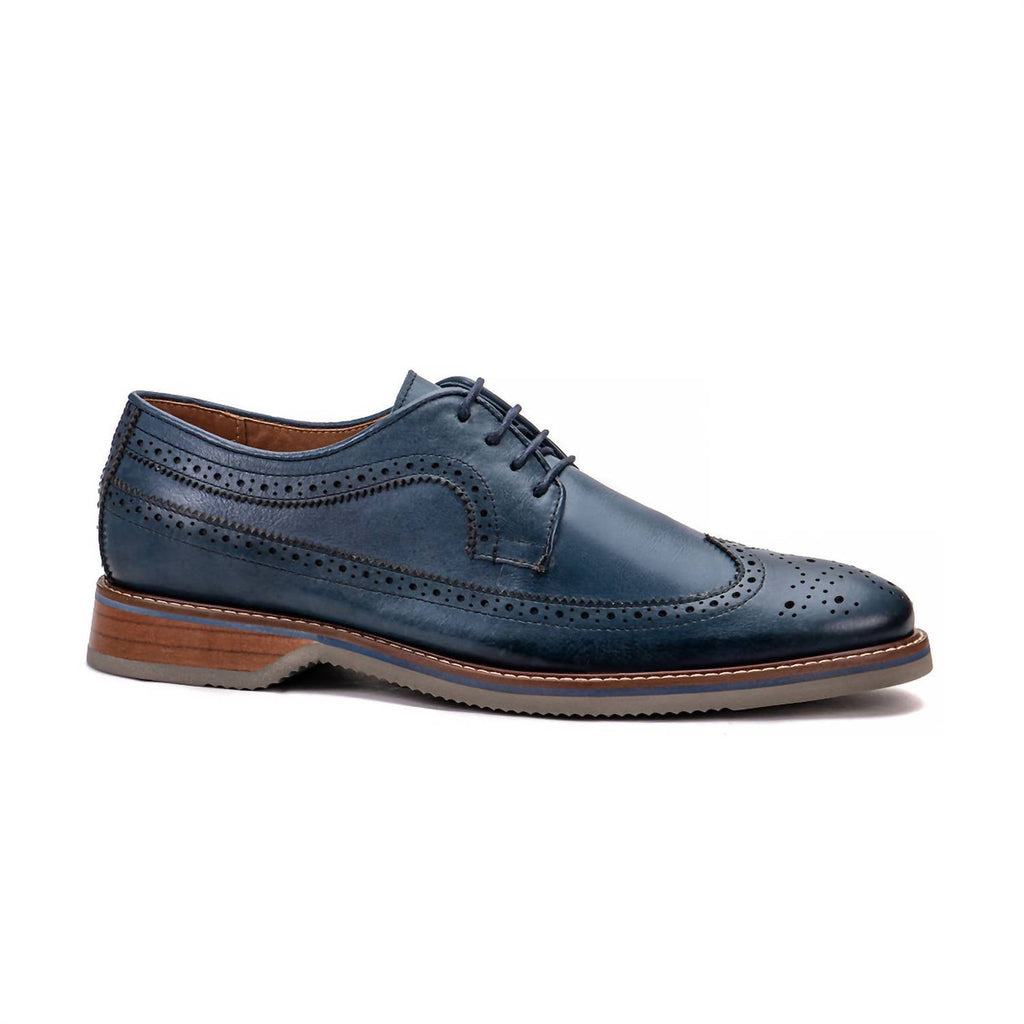Men's Brasilia Leather Derby Shoes In Blue