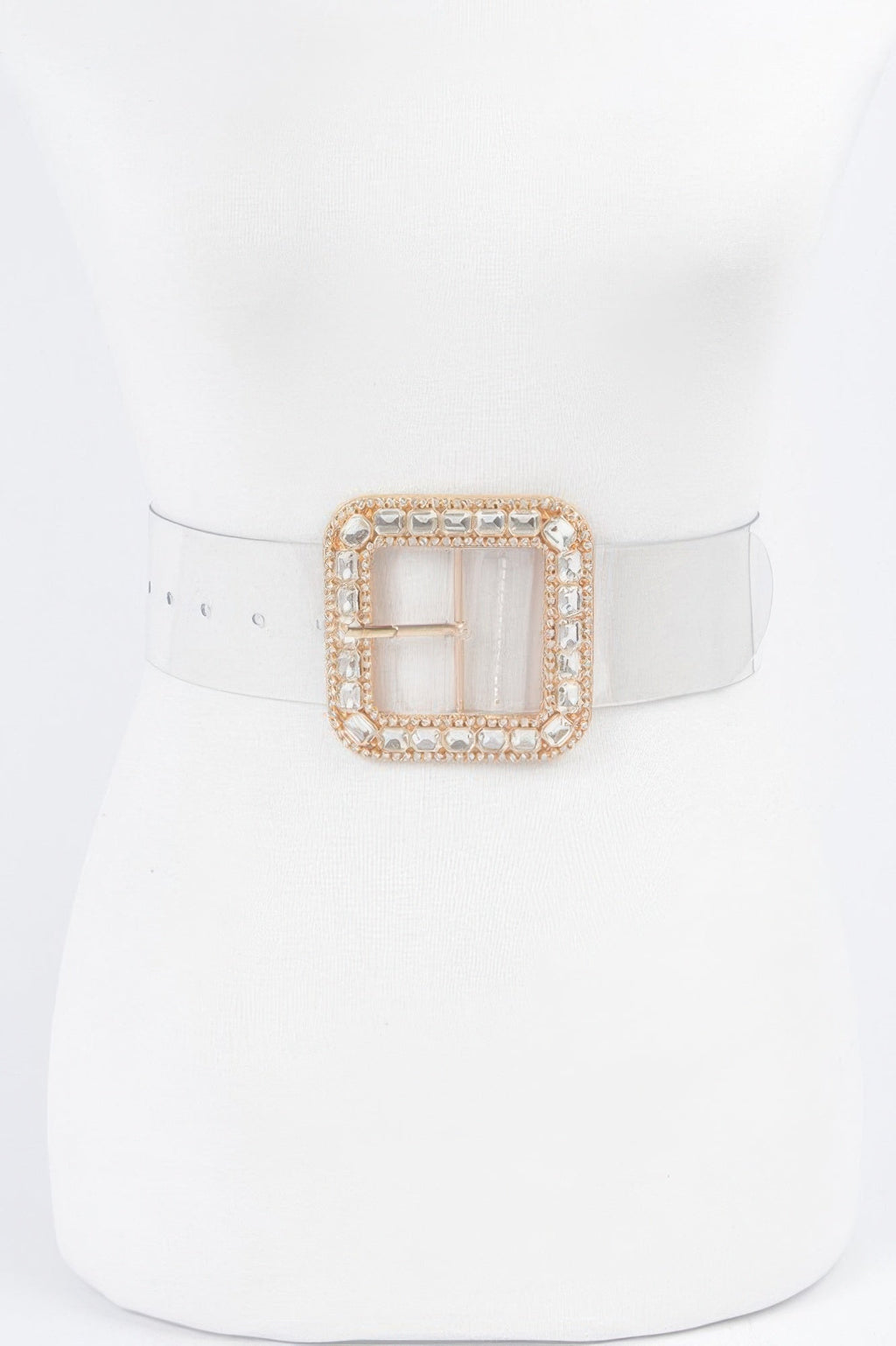 Stone Metal Buckle Clear Plus Size Belt