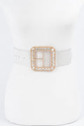 Stone Metal Buckle Clear Plus Size Belt