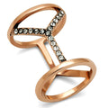 IP Rose Gold(Ion Plating) Stainless Steel Ring with Top Grade Crystal in Clear