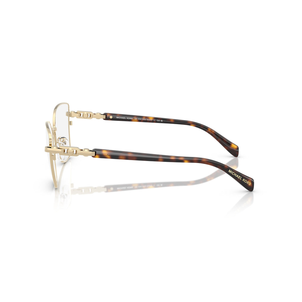 0Mk3090 Geometric Metal Frame Eyeglasses with Tortoiseshell Accents